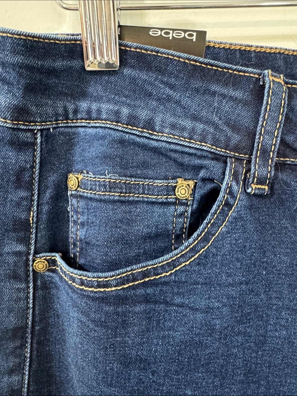 Bebe Dark Blue Cargo Distressed Wide Leg Jeans - Size 10/30 - Picture 8 of 9